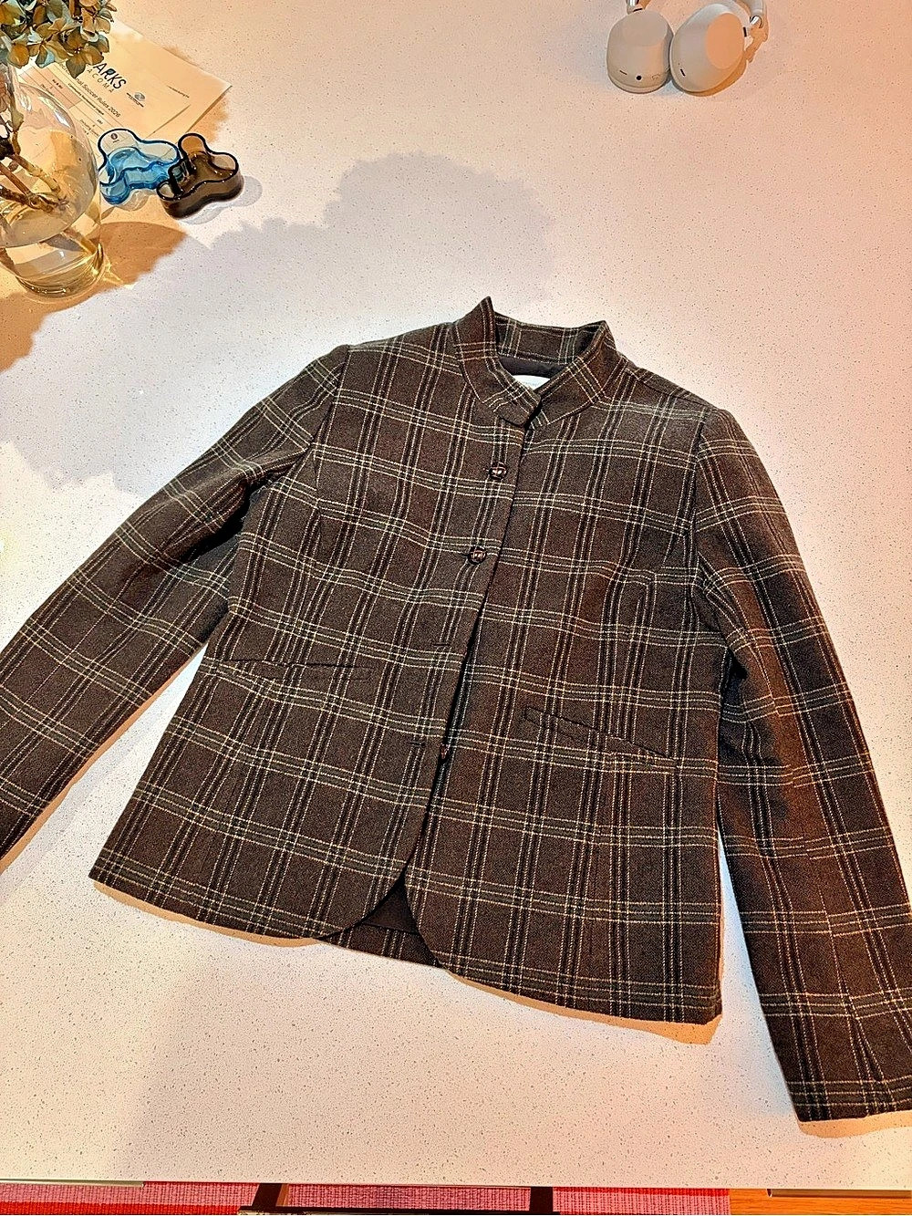 Treasure & Bond Plaid Blazer in Brown & Black Size Medium